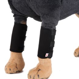 Pet Front Leg Brace Dog Leg Compression Wrap Canine Joint Pain Protection Sleeve with Reflectorize Strip - black