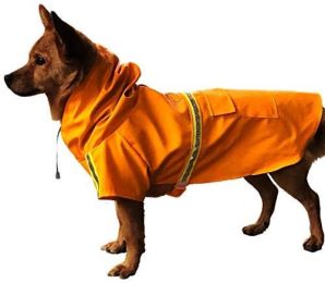 Waterproof Dog Raincoat Leisure Lightweight Dog Coat Jacket Reflective Rain Jacket with Hood for Small Medium Large Dogs - orange