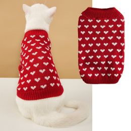 Pet Dog Sweater Turtleneck Dog Knitwear Warm Pet Sweater - Red - M