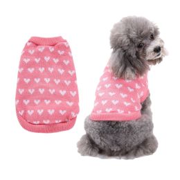 Pet Dog Sweater Turtleneck Dog Knitwear Warm Pet Sweater - Pink - M