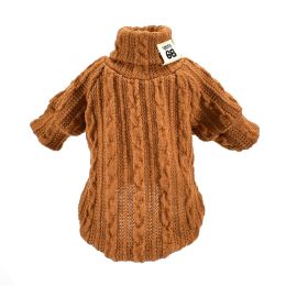 Pet Turtleneck Knitted Sweater Winter Dog Cat Keep Warm - Khaki - M