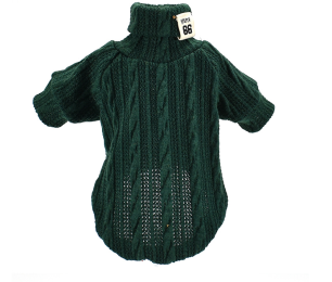 Pet Turtleneck Knitted Sweater Winter Dog Cat Keep Warm - Green - L