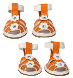 Buckle-Supportive Pvc Waterproof Pet Sandals Shoes - Set Of 4 - Small