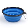 Portable Pet Feeder Travel Foldable Pet Dog Bowl Silicone Collapsible Slow 350ml/1000ml Feeding Bowl  - Blue - Diameter 18 cm