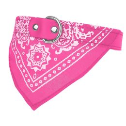 Adjustable Bandana Leather Pet Collar Triangle Scarf - Pink - M