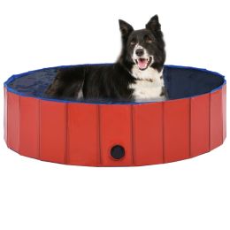 Pet Dog Bath Foldable Dog Swimming Pool PVC - Red - 47.2"x11.8"