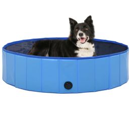 Pet Dog Bath Foldable Dog Swimming Pool PVC - Blue - 47.2"x11.8"