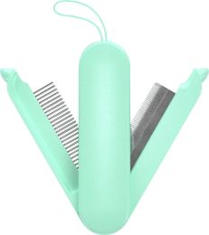 Pet Life 'JOYNE' Multi-Functional 2-in-1 Swivel Travel Grooming Comb and Deshedder - Green