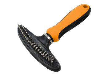 Pet Life Flex Series Dual-Row Grooming Rake Pet Comb - Orange