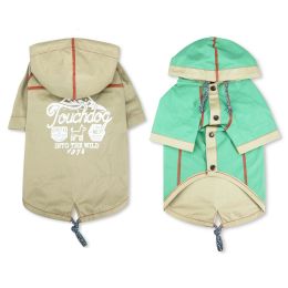 Touchdog 'Cloudburst' Waterproof Reversible Dog Raincoat - Khaki - X-Large