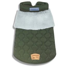 Touchdog 'Furrost-Bite' Fur and Fleece Fashion Dog Jacket - Green - Large