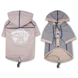 Touchdog 'Cloudburst' Waterproof Reversible Dog Raincoat - Light Grey - Large