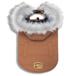 Touchdog 'Eskimo-Swag' Duck-Down Parka Dog Coat - Brown - Large