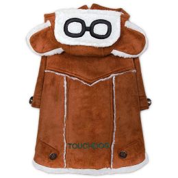 Touchdog 'Tuskegee' Aero-Vintage Designer Dog Coat - Brown - Small