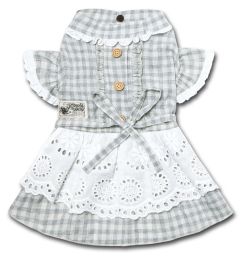 Touchdog 'I love Poochi' Classical Fashion Plaid Dog Dress - Grey - Small