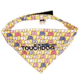 Touchdog 'Bad-to-the-Bone' Elephant Patterned Fashionable Velcro Bandana - Yellow - Large