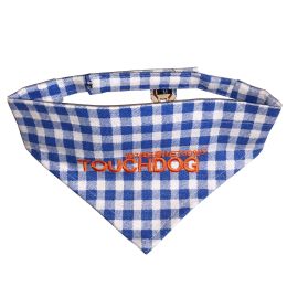 Touchdog 'Bad-to-the-Bone' Plaid Patterned Fashionable Velcro Bandana - Blue - Small