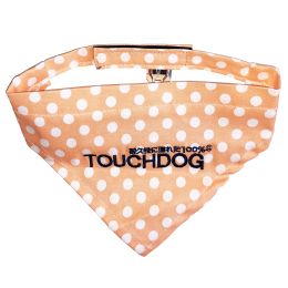 Touchdog 'Bad-to-the-Bone' Polka Patterned Fashionable Velcro Bandana - Orange - Small