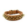 Pet Retro Studded Spiked Rivet  Leather Collars Harnesses - Brown - XL