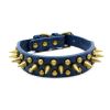 Pet Retro Studded Spiked Rivet  Leather Collars Harnesses - Blue - XL