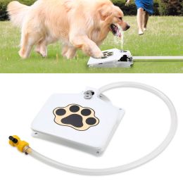 Dog Water Fountain Outdoor Dog Pet Water Dispenser Step-on Activated Sprinkler - White