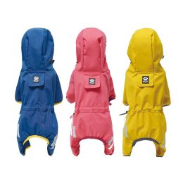 Small dog raincoat; body full surrounding; waterproof poncho pet clothes; with tow holes in the back - Lake blue - M (recommended weight 4-6 kg)