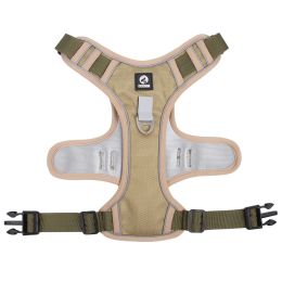 dog Harnesses; Cross border New Pet Towing Rope Vest Large Dog Chest Strap Reflective Explosion proof Flushing Dog Towing Rope - Khaki - L