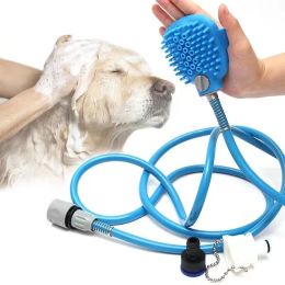 Portable Dog Shower Easy Install Pet Supplies Water Spray Cat Dog Bath Brus Use Plastic Family Pet Cleaning Grooming Accessories - Blue