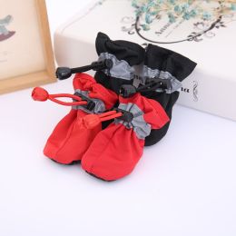 4pcs Dog Shoes; Large Pet Waterproof Chihuahua Anti-slip Boots Puppy Cat Socks Botas S/M/L/XL - Black - XXL