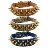 Pet Retro Studded Spiked Rivet  Leather Collars Harnesses - Blue - XL