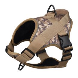 Dog Harness; large dog training tactical chest strap; K9 pet chest strap; vest type reflective dog rope; explosion-proof impulse traction - black - XL