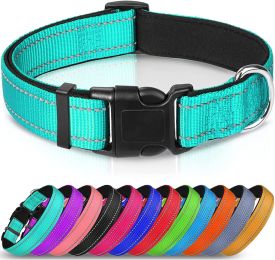 Reflective Dog Collar; Soft Neoprene Padded Breathable Nylon Pet Collar Adjustable for Medium Dogs - Sky Blue - Large (Pack of 1)