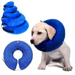 Inflatable Pet Collar dog collar Anti-bite Neck Elizabethan Collar Cute Cat Dog Puppy Neck Protective Circle Collar For Small Large Dogs - Blue - M