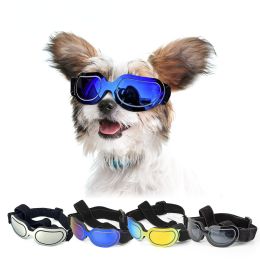 Dog Goggles Small Dog Sunglasses UV Protection Big Cat Glasses Fog/Windproof Outdoor Doggy Eyewear with Adjustable Band for Small Dogs - Silver