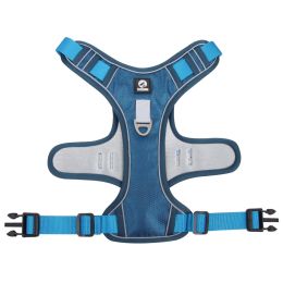 dog Harnesses; Cross border New Pet Towing Rope Vest Large Dog Chest Strap Reflective Explosion proof Flushing Dog Towing Rope - Lake blue - S