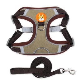 dog Harnesses and dog leash set; Pet Chest Strap Vest Dog Strap Small Dog Rope Wholesale Reflective Dog Towing Rope - Brown - XL