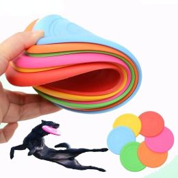 Soft Non-Slip Dog Flying Disc Silicone Game Frisbeed Anti-Chew Dog Toy Pet Puppy Training Interactive Dog Supplies - black