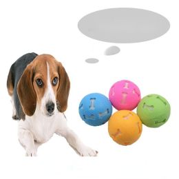 Fashion Natural Rubber Ball Pet Toy Cute Hollow Footprint Training Elastic Durable Chew Play Ball Toy for Dog and Cat - Blue