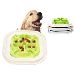 ABS Creative Dog Cat Feeders Anti Choke Food Separate Bowl Non-toxic Pet Plate Kitten Puppy Slow Eating Accessories - Rose Red