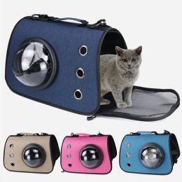 Cat Backpack Carrier with Window Bag Transport Cat Carrier Space Transparent Backpack for Small Dogs Cat Accessories Pet Carrier - Rose red