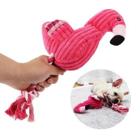 Plush Flamingo Pet Squeaky Toys for Small Dogs Clean Teeth Puppy Dog Chew Toy Squeak Pets Accessories Dog Supplies Octopus Chick - Pink