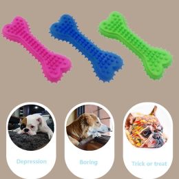 Dog Cat TPR Foam Eco-friendly TPR Chewing Toy Milky Scented Flat Bones Molar Teether Pet Supplies Spiny Soft Bite Resistant Toy - Pink - S