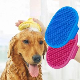 1 Pcs Pets Silicone Washing Glove Dog Cat Bath Brush Comb Rubber Glove Hair Grooming Massaging Kitchen Cleaning Gloves - Red