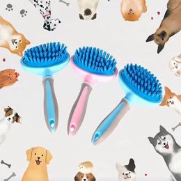 Dog brush High Quality Silicone Pet Dog Cat Grooming Comb Brush for Bathing Cleaning Massage Plastic Brush Comb for Dogs Cats - Blue