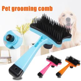 Plastic Push Brush for Cat and Dogs Pet Groom Bath Brush Hair Removal Brush Best Price - Blue