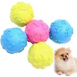 Rubber Squeaky Dog Ball Creative Funny Dog Bite Ball Pet Chew Ball Toy Bite Resistant Ball Pet Chew Squeaky Toy - Pink