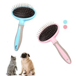 1 Pcs Pet Brush Dematting Grooming Comb Removing Knots Professional Safe Ergonomic Handle Cat Dog Comb - Pink