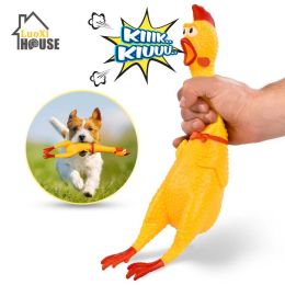 Hot Sell Screaming Chicken Pets Dog Toys Squeeze Squeaky Sound Funny Toy Safety Rubber For Dogs Molar Chew Toys - Yellow - L 40cm