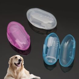 1pc Rubber Pet Finger Toothbrush Dog Toys Environmental Protection Silicone Glove for Dogs and Cats Clean Teeth Pet Accessories - Pink - box